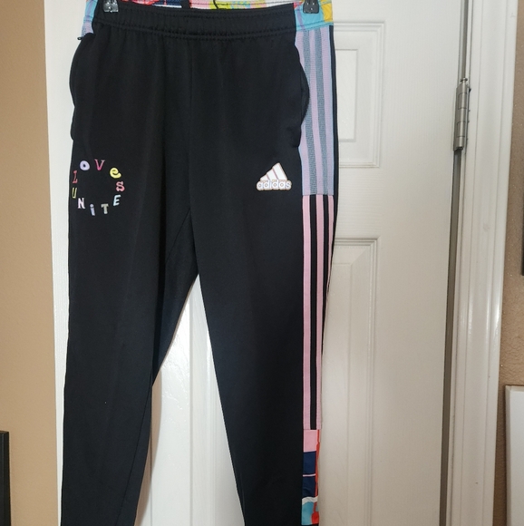 adidas Pants - Adidas Kids Black Joggers with Multicolor Stripes